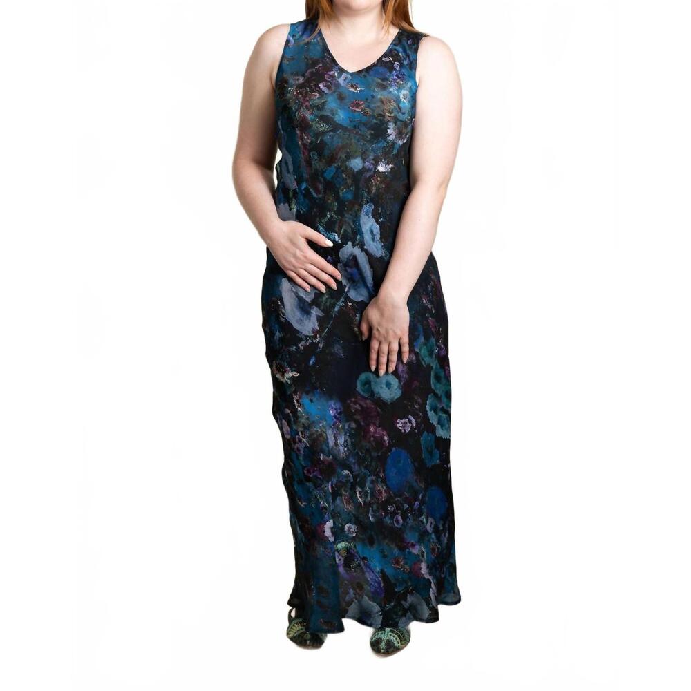 NEW YAVI bias cut dress in blue waterlily